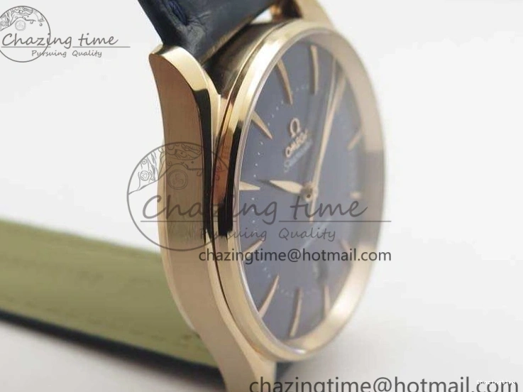 0414 Snug Seamaster Edizione Venezia RG Best Edition Blue Dial On Leather Strap A 8126